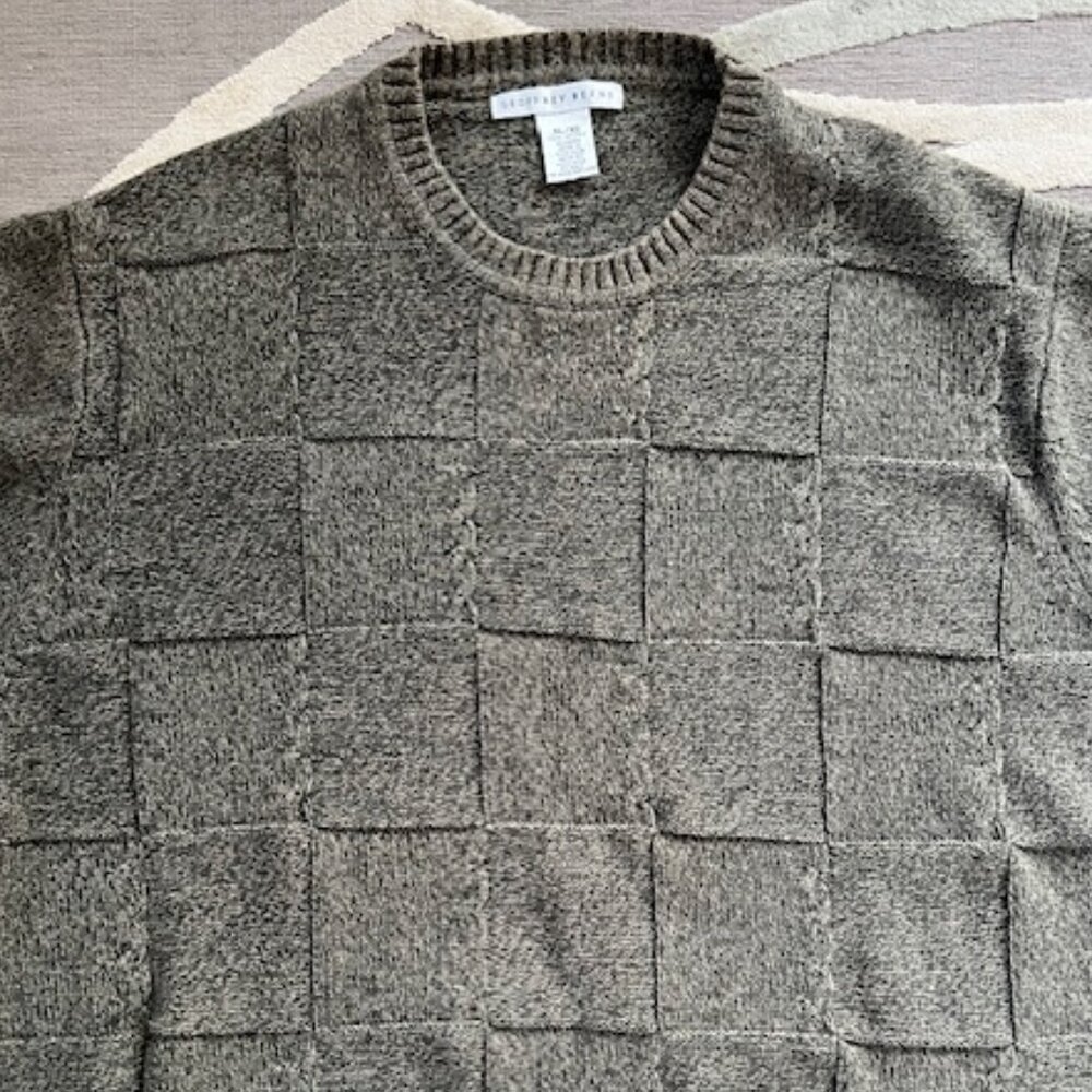 Vintage Geoffrey Beene Olive Classic Crew Neck Cotton Sweater  Men's XL - Picture 4 of 10